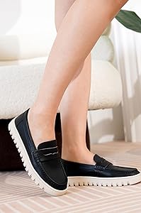 foooooo　M/Lサイズ Genuine Leather Women's Loafers | Memory Foam Comfort
